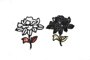 Sequins Iron-on Flower Applique with Black Beads 3" x 3.50" | Flower Patch Applique - Target Trim