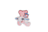 Embroidered Pink Surfer Bear Iron-on Patch 2.75" x 2.13 | Bear Patch Applique - Target Trim