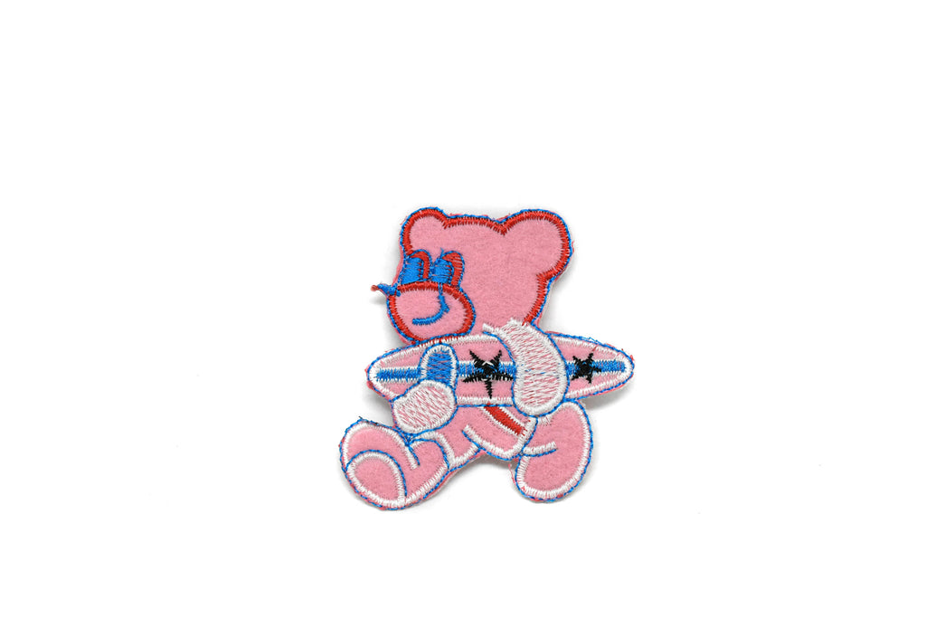 Embroidered Pink Surfer Bear Iron-on Patch 2.75" x 2.13 | Bear Patch Applique - Target Trim