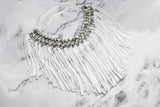 Knotted Fabric Fringe Trim with Metallic Silver Beads - Target Trim