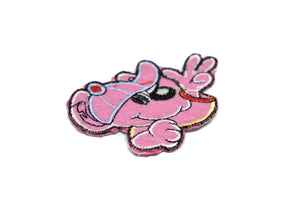 Waving Pink Embroidered Dog Iron-on Patch 2.75" x 2.13" - 1 Piece