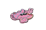 Waving Pink Embroidered Dog Iron-on Patch 2.75" x 2.13" - 1 Piece