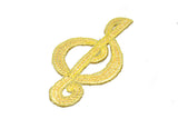 Gold Sequins Musical Note Applique 7.50" x 4.125" | Musical Note Patch Applique _ Target Trim