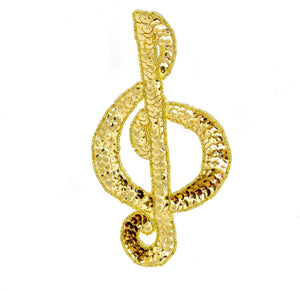 Gold Sequins Musical Note Applique 7.50" x 4.125" | Musical Note Patch Applique _ Target Trim