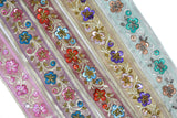 Sequins Beaded Embroidered Floral Indian Trim 1.125" - 1 Yard