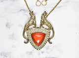 Gold Cheetah Pendant Necklace- Cheetah Ruby Necklace - 1 Piece