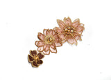 Rose Gold Beaded Embroidered Floral Applique 6" x 3" | Flower Patch Applique - Target Trim