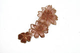 Rose Gold Beaded Embroidered Floral Applique 6" x 3" | Flower Patch Applique - Target Trim