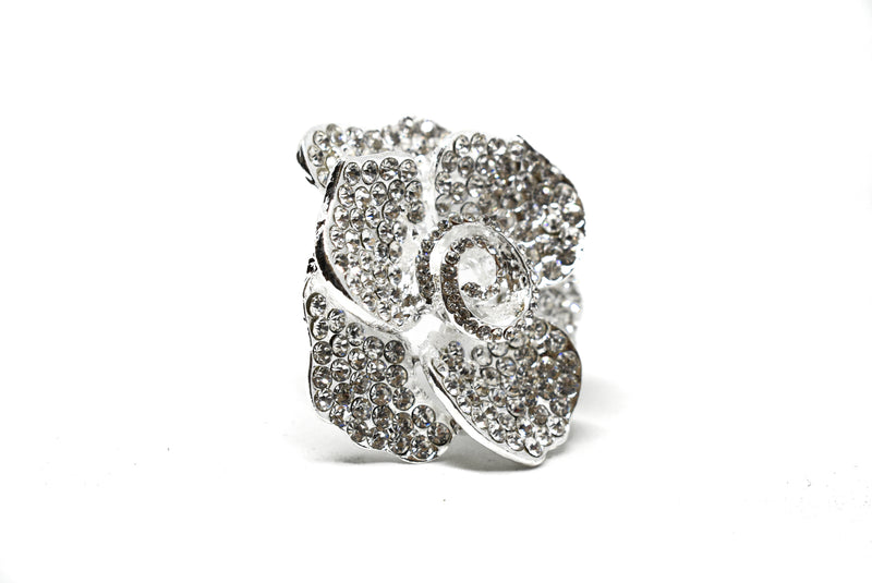 Silver Rhinestone Rose Brooch 2" Target trim