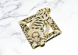 Rhinestone Square Tiger Buckle 4 1/2" x 4 5/8" - 1 Piece