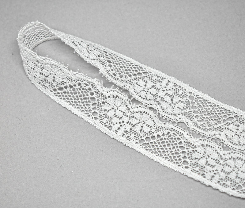 White Floral Lace Trim 1" - 1 Yard
