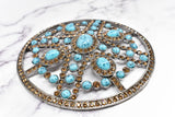 Circular Turquoise Stone Rhinestone Buckle