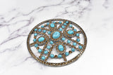 Circular Turquoise Stone Rhinestone Buckle