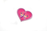Pink Heart with Butterfly Iron on Patch Applique 2.75" x 2" | Pink Heart Patch applique - Target Trim