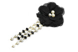 Pearl Black and White Flower Applique with Pin- Flower Pin Applique - Target Trim