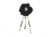 Pearl Black and White Flower Applique with Pin- Flower Pin Applique - Target Trim