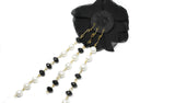 Pearl Black and White Flower Applique with Pin- Flower Pin Applique - Target Trim