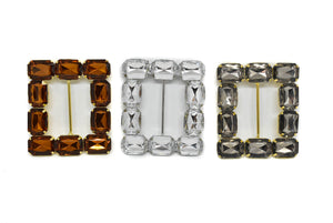 Square Gemstone Ribbon Slider 3.40" x 3" - 1 Piece