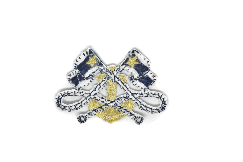 Blue and White Iron-on Patch with Flag and Anchor | Flag Path Applique | Anchor Patch Applique - Target Trim