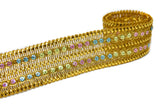 Metallic Gold with Multi-Colored Sequins Trim 1.75 - 1 Yard