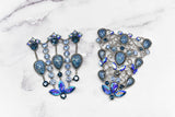 Blue Rhinestone Metal Applique Buckle Set