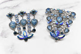 Blue Rhinestone Metal Applique Buckle Set