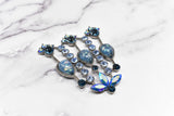 Blue Rhinestone Metal Applique Buckle Set