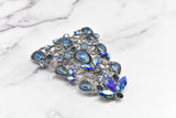 Blue Rhinestone Metal Applique Buckle Set