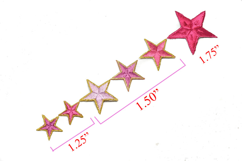 Pink Embroidered Star Appliques - Iron-on Star Patch