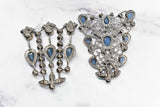 Blue Rhinestone Metal Applique Buckle Set