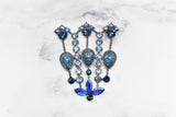 Blue Rhinestone Metal Applique Buckle Set