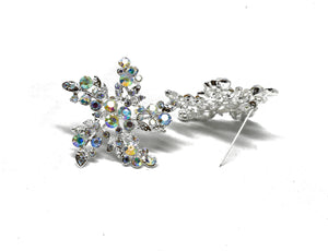 Aurora Borealis Rhinestone Flower Brooch w/ Pin 2" | Rhinestone Flower Brooch | Flower Brooch | Brooch