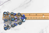 Blue Rhinestone Metal Applique Buckle Set