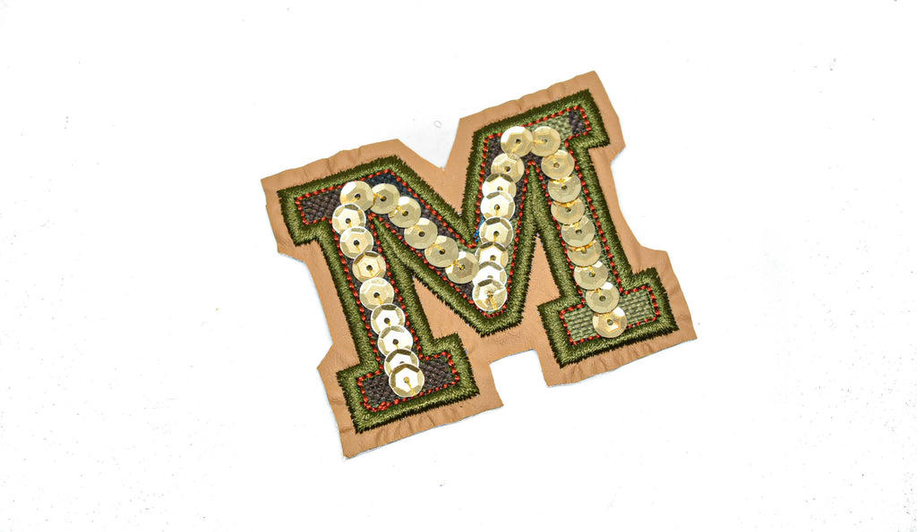 Multi Color Sequins Alphabet Letter M Patch