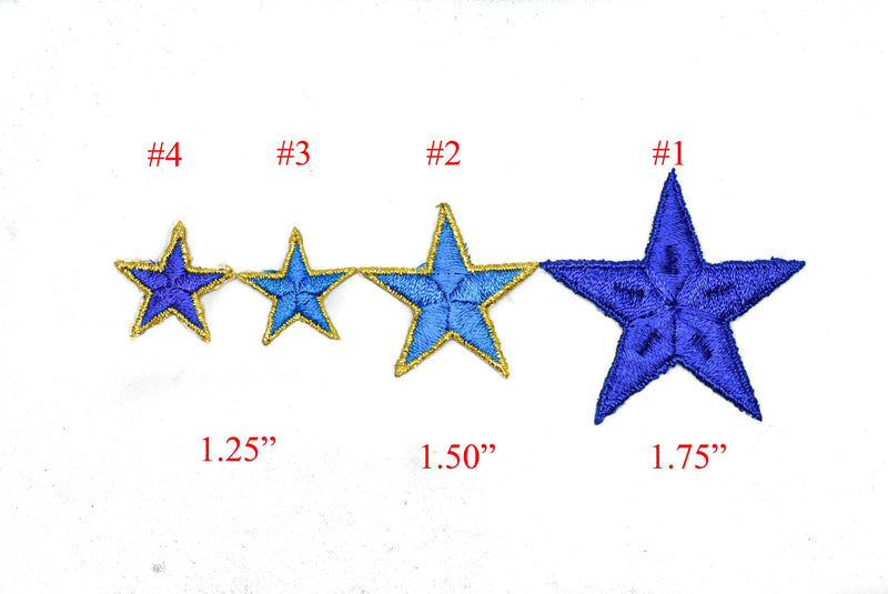 Blue Embroidered Star Appliques - Iron-on Star Patch
