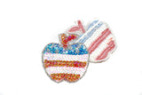 American Flag Apple Patch Applique | Sequins Apple Patch Applique | Iron-on Apple Patch