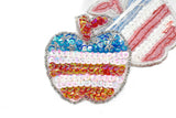 American Flag Apple Patch Applique | Sequins Apple Patch Applique | Iron-on Apple Patch