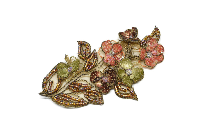 Beaded Sequin Flower Patch 4.25" x 2.75" | Beaded Sequin Flower Applique | Flower Patch Applique | Applique - Target Trim