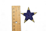 Blue and Gold Embroidered Star Applique- Iron-on Star Patch-  2" - 1 Piece