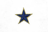 Blue and Gold Embroidered Star Applique -Iron-on Star Patch 1.75"- 1 Piece