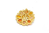Orange Rhinestone Flower Brooch w/ Pin 2" Target Trim
