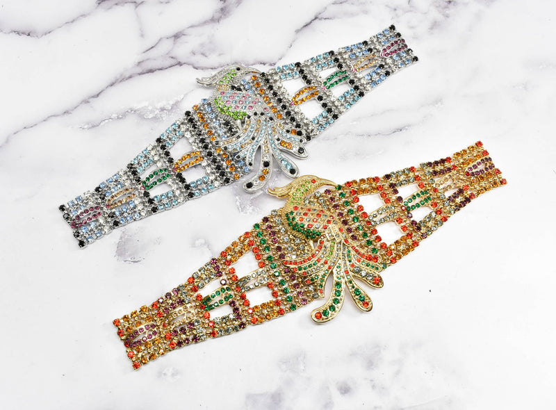 Multi-Color Bird Buckle Appliques 8 3/4" x 3 1/4" - 1 Piece