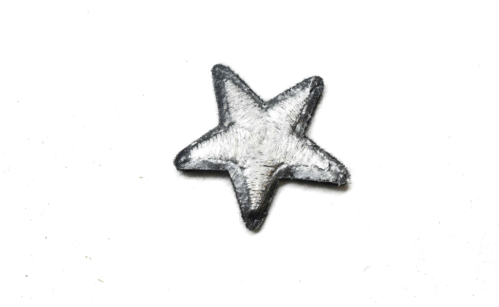 Metallic Silver and Black Iron-on Star Patch Applique - 1.25" - 1 Piece