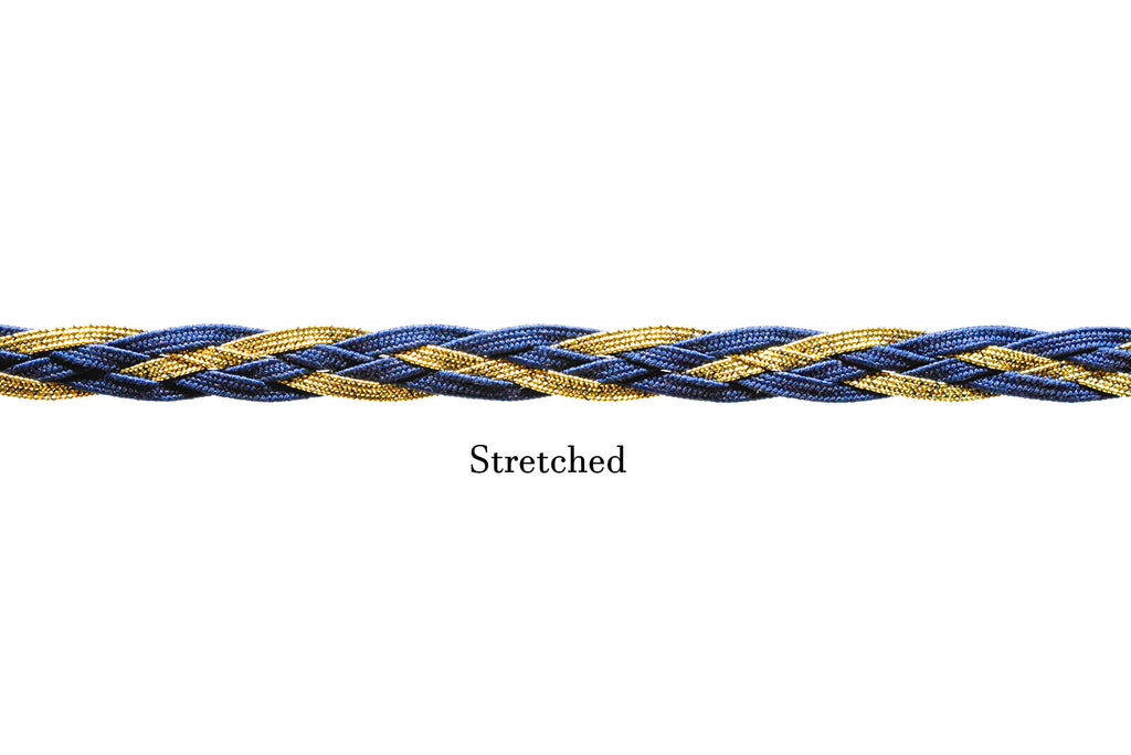 Blue and Metallic Gold Stretchy Braided Gimp Trim 1/2" - 1 Yard