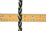 Blue and Metallic Gold Stretchy Braided Gimp Trim 1/2" - 1 Yard