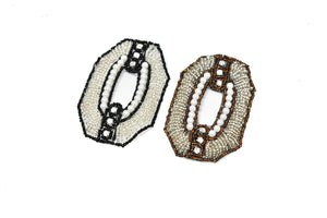 Hexagon Beaded and Rhinestone Applique 3" x 2" | Hexagon Patch Applique - Target Trim