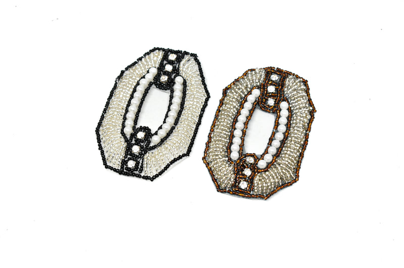 Hexagon Beaded and Rhinestone Applique 3" x 2" | Hexagon Patch Applique - Target Trim