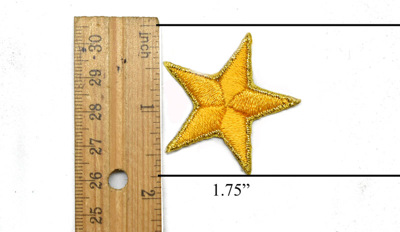 Yellow and Gold Embroidered Star Applique-Iron-on Star Patch 1.75"- 1 Piece