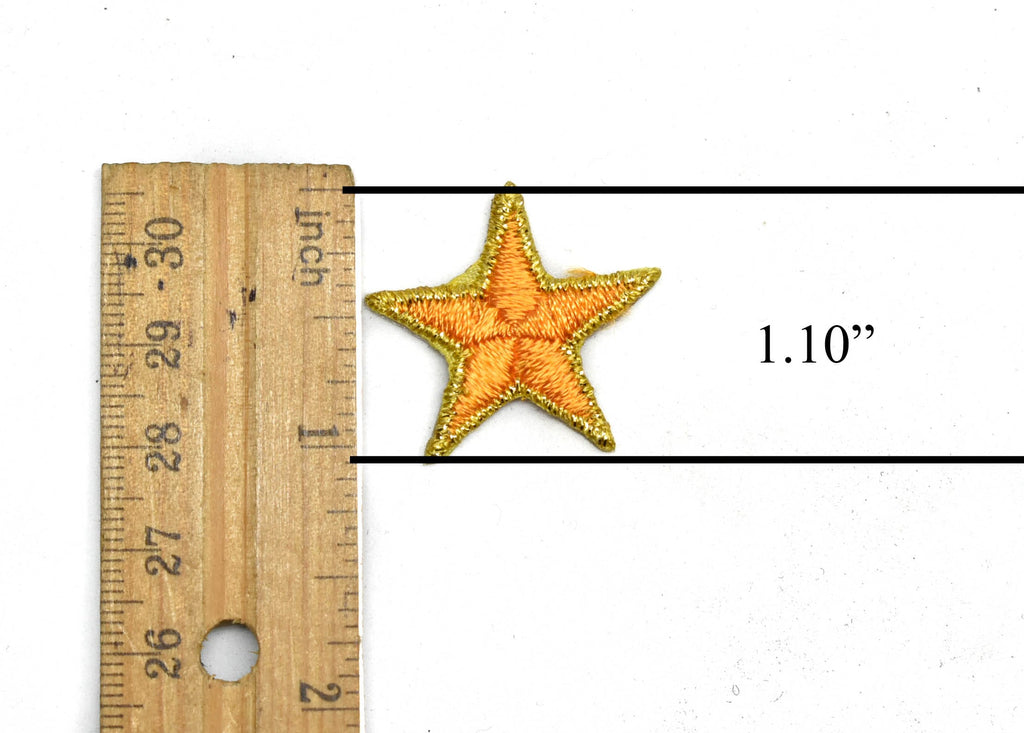 Yellow and Gold Embroidered Star Applique-Iron-on Star Patch 1.75"- 1 Piece