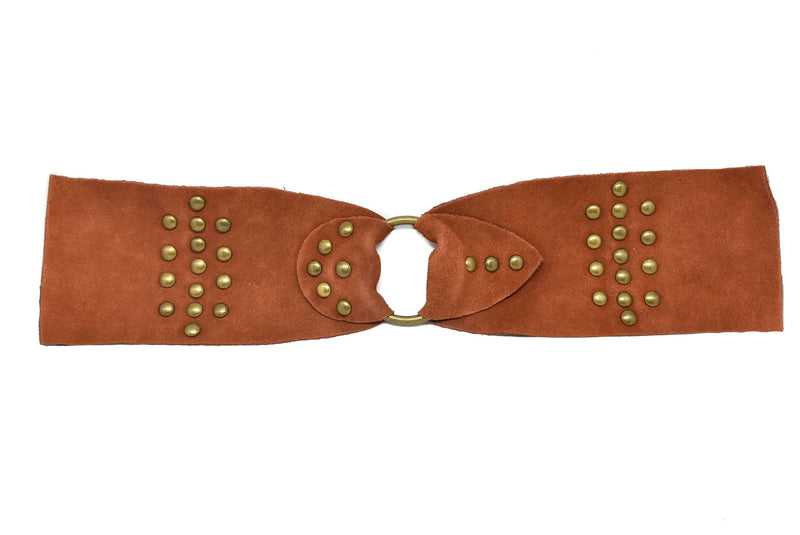 Studded Suede Rusty Orange Belt  Buckle Connector - Target Trim